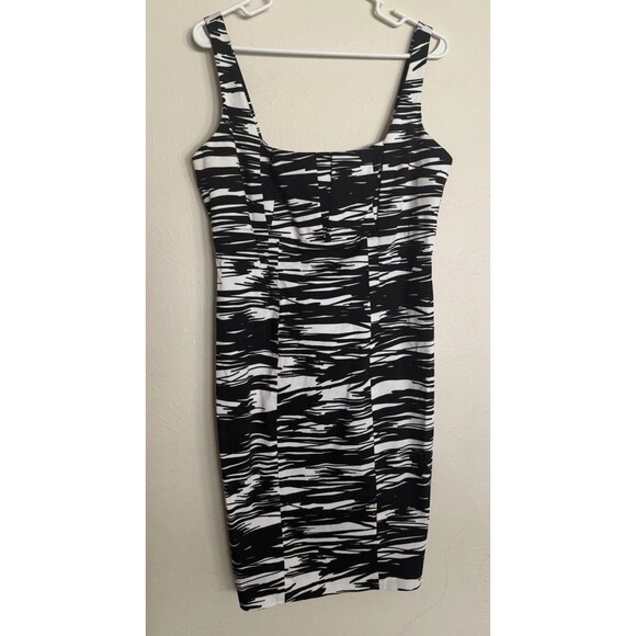 Calvin Klein Black and White Empire Waist Dress 12 Classic Formal Y2K - Picture 1 of 6